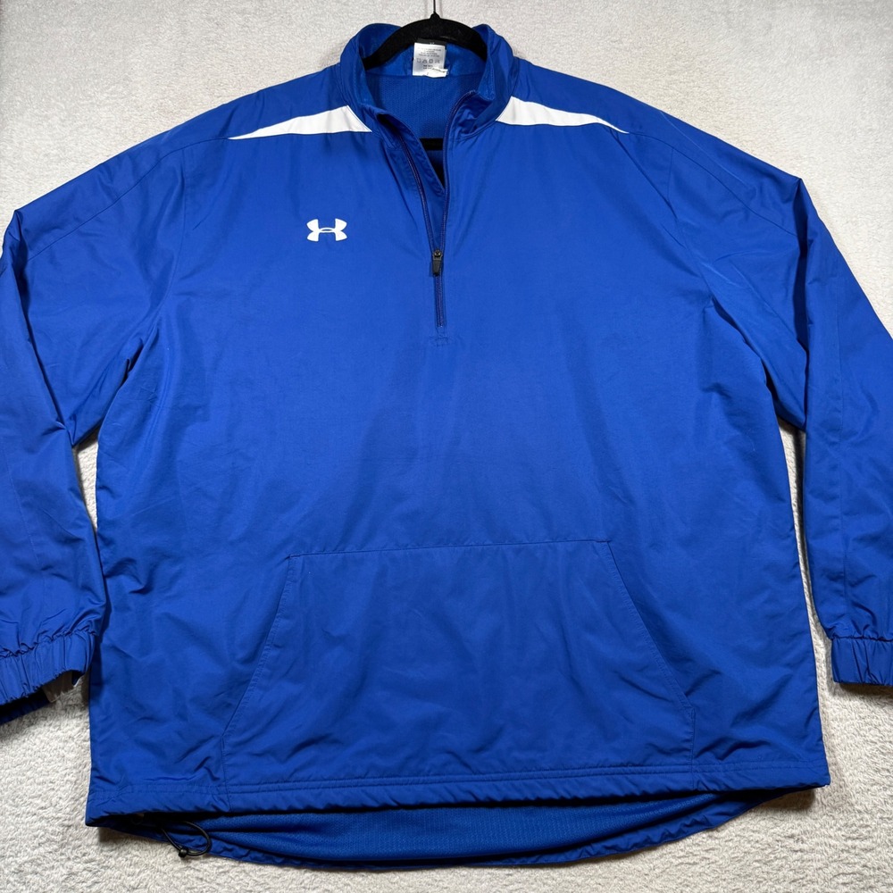 Under Armour Pullover Mens XL Blue 1/4 Zip Windbreaker Vented Jacket Activewear